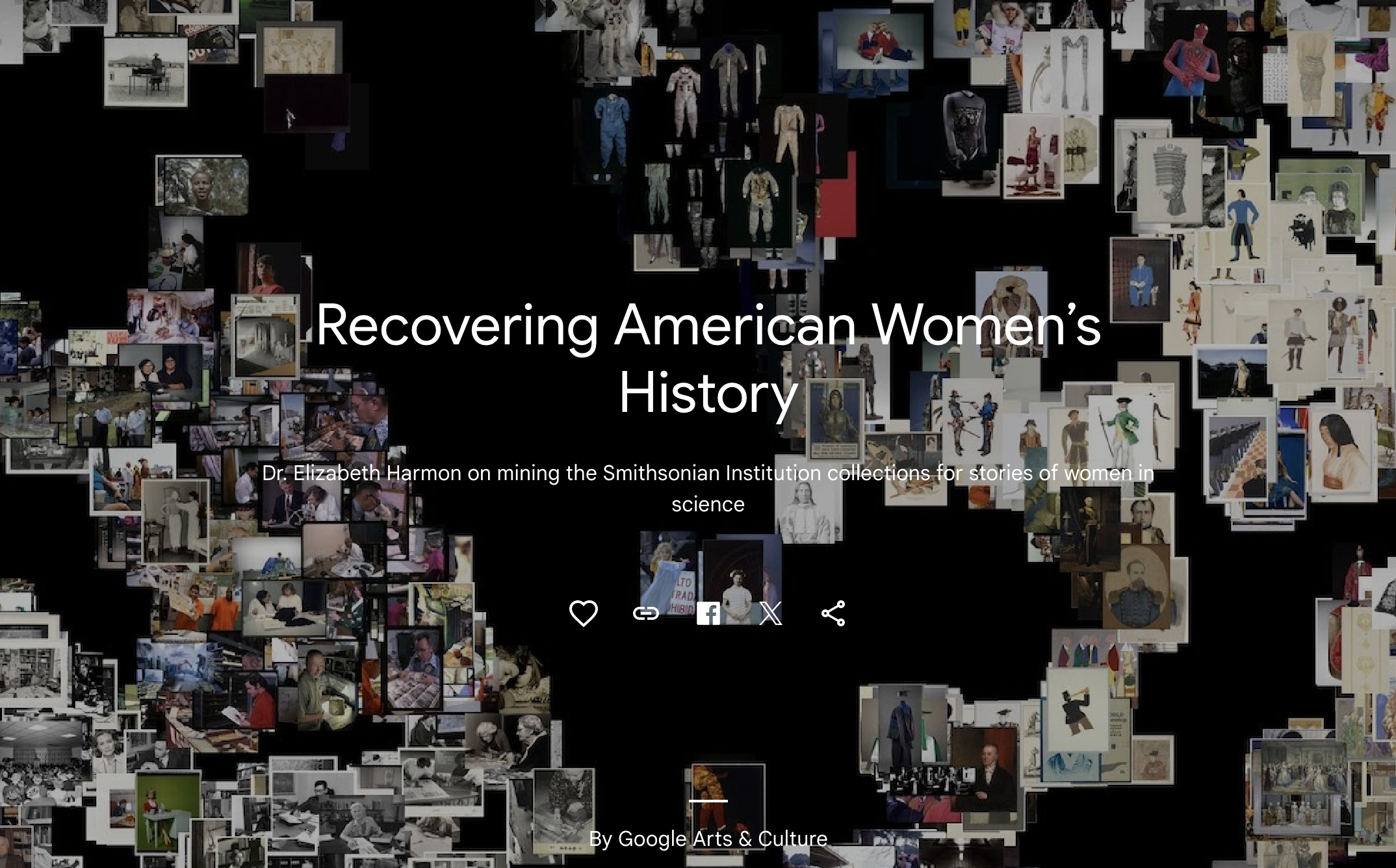 screenshot of a gallery of photos with the title "Recovering American Women's History"